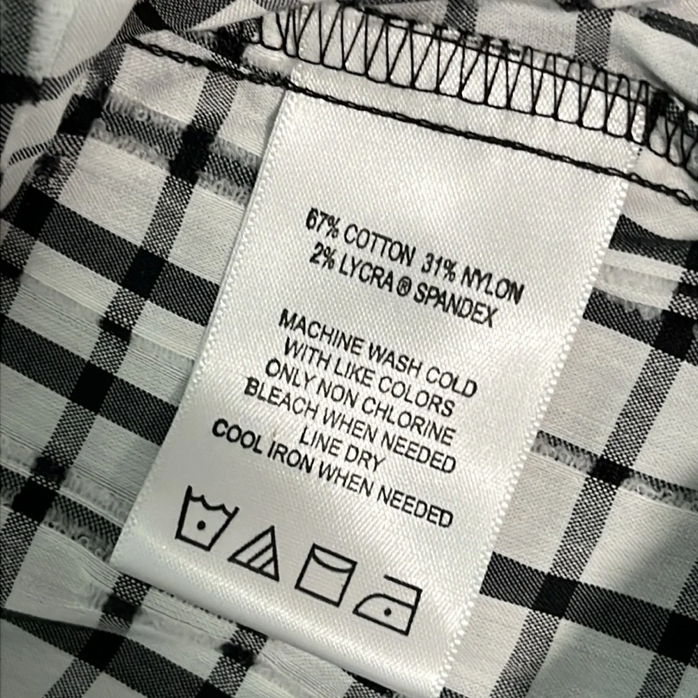 Foxcroft Hampton Button Top Womens Size 20 Black White Plaid Mature Casual - Picture 9 of 10